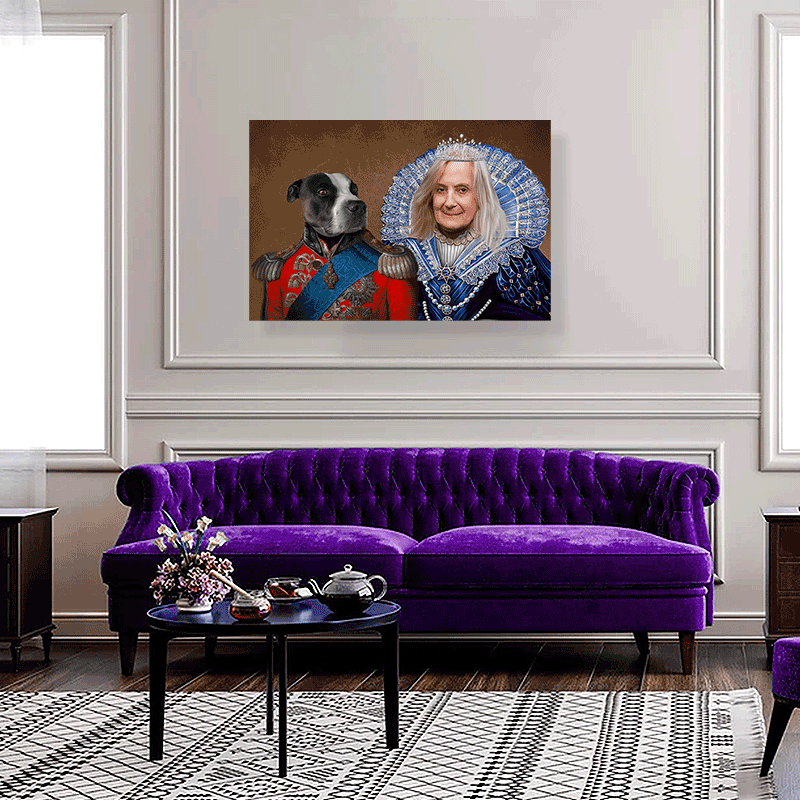 Royal Duo Portrait - Custom Pet & Parent Canvas